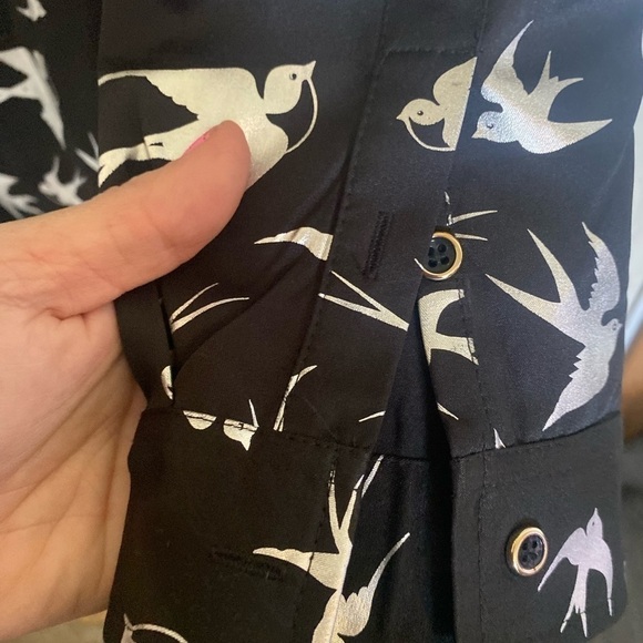 Whatless xxl button down novelty, black, and silver bird shirt - Picture 4 of 9